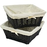 Burlington Baby Large Black Willow Basket Set with Liner, Yellow