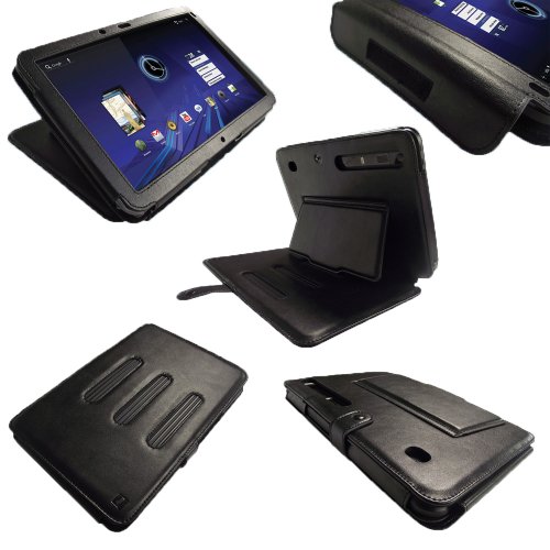 iGadgitz Black ‘Guardian’ Genuine Leather Case Cover for Motorola Xoom Android Tablet