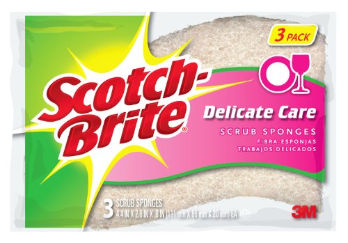 3M Scotch Brite Delicate Carey Duty Scrub Sponge, 3-Count