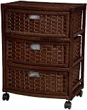 Attractive Practical Most Affordable Nightstand End Tables - 23 3 Drawer Woven Plant Fiber Rattan Style Storage Chest - Mocha