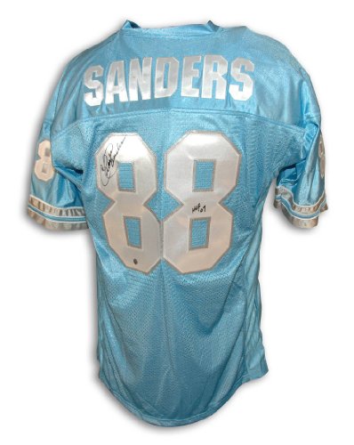 Charlie Sanders Autographed Detroit Lions Blue Throwback Jersey Inscribed 