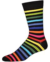 British Style Men's Colorful Striped Socks (Multi Color Rainbow)