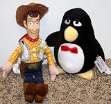 Hard to Find Disney Toy Story Plush Beanie Set with 12" Woody Cowboy Doll and 7" Wheezy Penguin Doll Mint with Tags