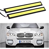 RioRand 2-Piece Waterproof Aluminum High Power 6W 6000K Xenon Slim COB LED DRL Daylight Driving Daytime Running Light for All Vehicles with 12V Power (White)