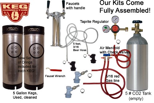 2 Faucet Stainless Tower Keg Kit Premium Kit BALL LOCK