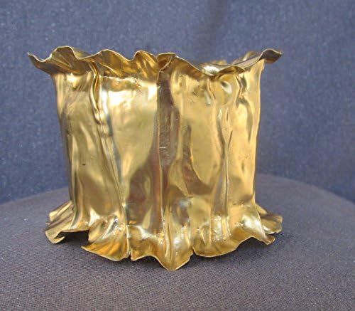 metal cuff bracelet, gold, wide, anticlastic, statement, jewelry, fold formed, modern, modernist, brutalist