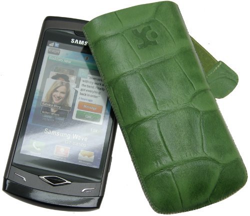 Suncase Ledertasche (Lasche mit R&uuml;ckzugfunktion) f&uuml;r Samsung GT S8500 Wave croco-gr&uuml;n Preisvergleich