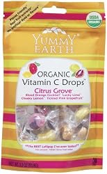 YummyEarth Organic Vitamin C Drops, Citrus Grove, 3.3-Ounce Pouches (Pack of 6)