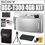 Sony Cybershot DSCT300 10.1MP Digital Camera Silver + 4GB Accessory Outfit - Sony ASONDSCT300SK2
