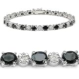 Gorgeous 8.85 Carat Genuine Sapphire Ovals & Diamond Sterling Silver Bracelet