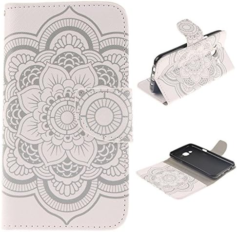 Galaxy A3 Case Samsung Galaxy A3 Kickstand Case,Tribe-Tiger Premium Leather Magnet Slim Flip Kickstand Case Cover for Samsung Galaxy A3[White Mandala]