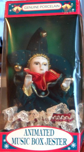 Animated Music Box Jester   Genuine Porcelain