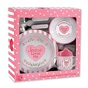 Enesco Grow in Grace, 2 Peter 3:18, "Jesus Loves Me", Child's Dinnerware Set, Pink