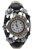TimerMall OEM - Montre Femme - Quartz - Acier inoxydable - Coeur forme noire du Rhin cas Bangle Fleur ?? Sport Watches