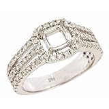 0.82ct Diamond Vintage Style Engagement Semi Mount Ring 14K White Gold (VS Clarity, F Color)