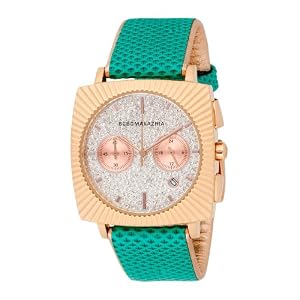 BCBGMAXAZRIA Ladies BG6267 Elite Rhinestone Pave Gold-tone Emerald Leather Watch by BCBGMAXAZRIA