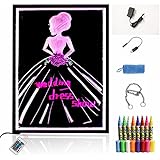 Sevencolor&reg;16''*12'' Acrylic Flashing Illuminated Erasable Neon LED Writing Board RGB 5050 Light Source at Double Long Sides,48 Kinds Flashing-mode(Remote Control + Metal Chain for Hanging up + Washable Eraser Cloth + 8 Pcs 6mm Liquid Chalk Marker Pens)