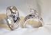 His & Hers 3 Piece Wedding Engagement Ring Set White Gold .925