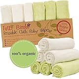 SALE Tutti Bimbi Luxury Soft Baby Washcloths - Mom Approved 6 Pack 10"x10" Larger Organic Bamboo Mini Towels - Premium Reusable Wipes for Sensitive Skin - Baby Shower/registry Gift (Green/white)