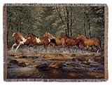Spring Creek Run Horse Tapestry Afghan Throw Blanket 50