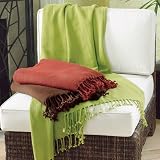 Solid Herringbone Fringed Throw - Chocolate
