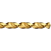Precision Twist QC91G High Speed Steel Long Length Drill Bit, TiN Coated, Round Shank, Parabolic Flute, 135 Degree Point Angle