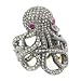 925 Sterling Silver & 14K Gold 2.26 Ct Diamond Pave Pink Turmaline Ring Designer Jewelry Couturechics