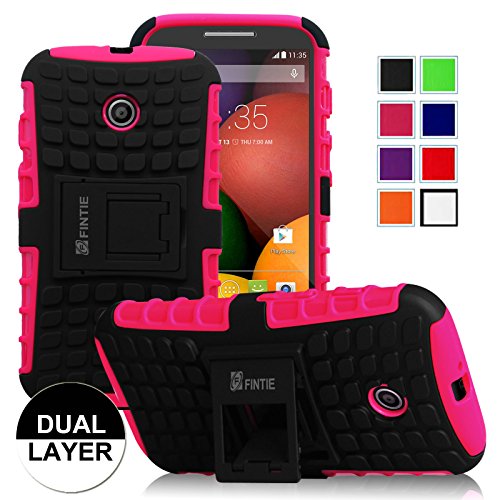 Fintie Motorola Moto E Case - Shield Series Dual Layer Cover with Built-in Kickstand for Moto E (XT1021 / XT1022 / XT1025) - Magenta