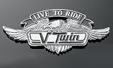 Live To Ride V Twin Chrome Self Adhesive Emblem with Eagle - 11cm