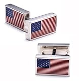 American Flag Flip Bar Silver Cufflinks Cuff Links