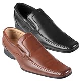 Daxx Mens Stitching Detail Square Toe Slip-on Loafers