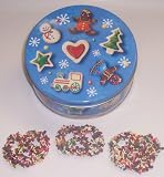 Scott's Cakes 1 lb. Dark Chocolate Covered Pretzel with Chocolate Chips & Jimmies in a Christmas Cookie Tin