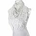 Bolayu Fashion Lace Tassel Sheer Burntout Floral Print Triangle Mantilla Scarf Shawl (White)
