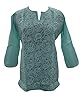 Green Blouse Cotton Embroidered Tunic Top