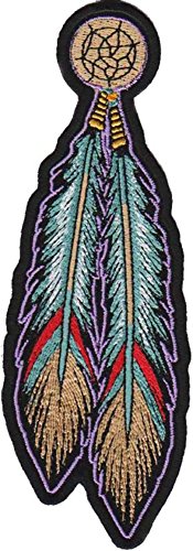 SET OF 2 TRIBAL FEATHERS Indian Embroidered 2 PC Biker Patch