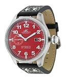 Adee Kaye Large 21 Jewel Automatic Big Crown Military Watch With Red Dial
