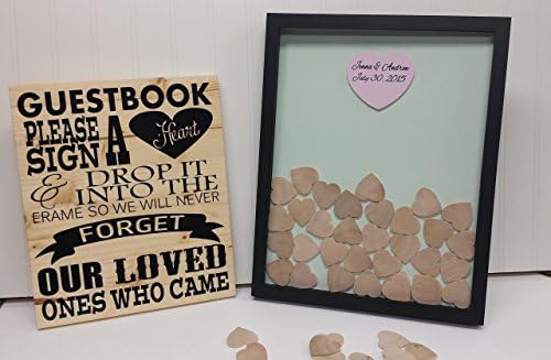 Personalized Wedding Guestbook Shadow Box Frame Custom Heart Guest Book Frame Idea Drop In Top Frame