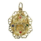 14K Gold Vintage Christmas Fireplace with Stockings Charm