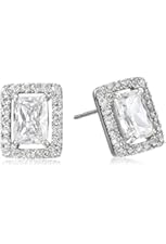 CZ by Kenneth Jay Lane "Basic" Emerald Cubic Zirconia Radiant Halo Stud Earrings (5cttw)