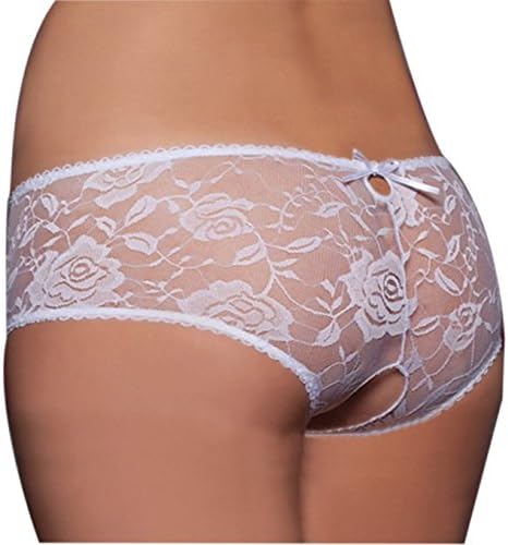 Product Description : Women's Sexy Lace Open Crotch Panty Underwear with Satin Ribbon Front Lace-up (XL, White)