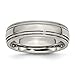 Chisel Grooved and Beaded Polished Titanium Ring (6.0 mm) - Size 9.5