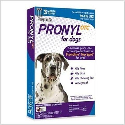 3-dose Sergeant's Pronyl Otc Flea Tick for Dogs 89-132 Lbs Over 8 Weeks