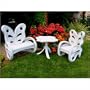 Flower House FHWBFBSET-W Wicker Butterfly 3-Piece Bistro Set, White