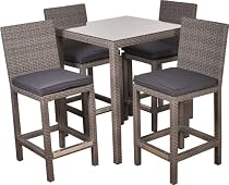Big Sale Atlantic 5-Piece Monza Square Bar Set with Grey Cushions