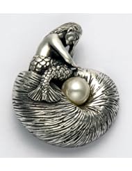 Sterling Silver Sitting Mermaid with Fresh Water Pearl Brooch