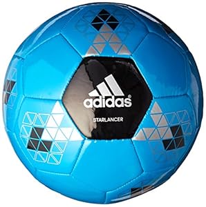 adidas Performance Starlancer V Soccer Ball, Solar Blue/Black/Metallic Silver, 4