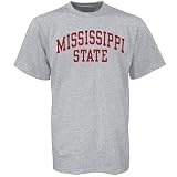 Mississippi State Bulldogs Ash Vertical Arch Logo T-shirt