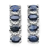 2.80 Carat Genuine Blue Sapphire Silver Earring