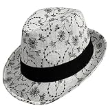 Grey Fedora With Black Floral Stitching