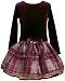 Bonnie Jean Girls 2-6x Stretch Velvet Top To Sheer Plaid Skirt